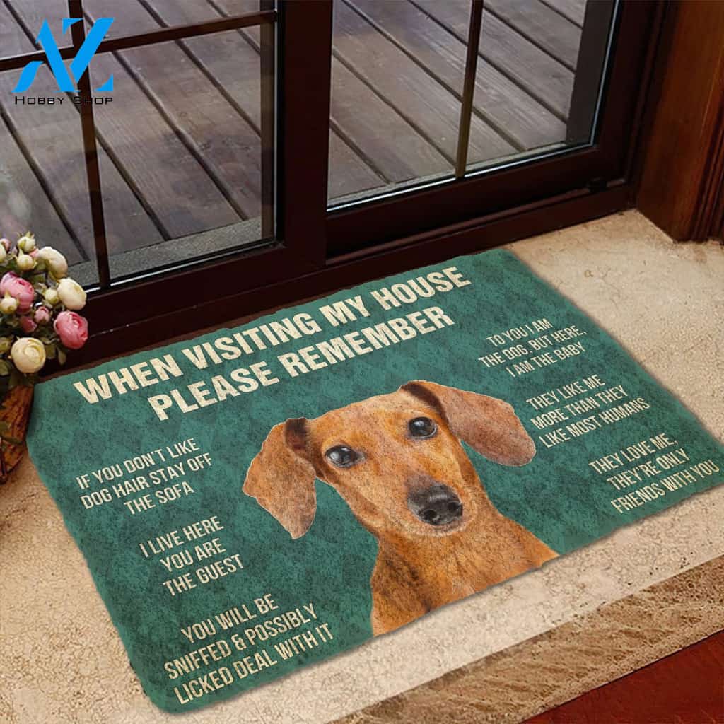 3D Please Remember Dachshund House Rules Custom Doormat | Welcome Mat | House Warming Gift