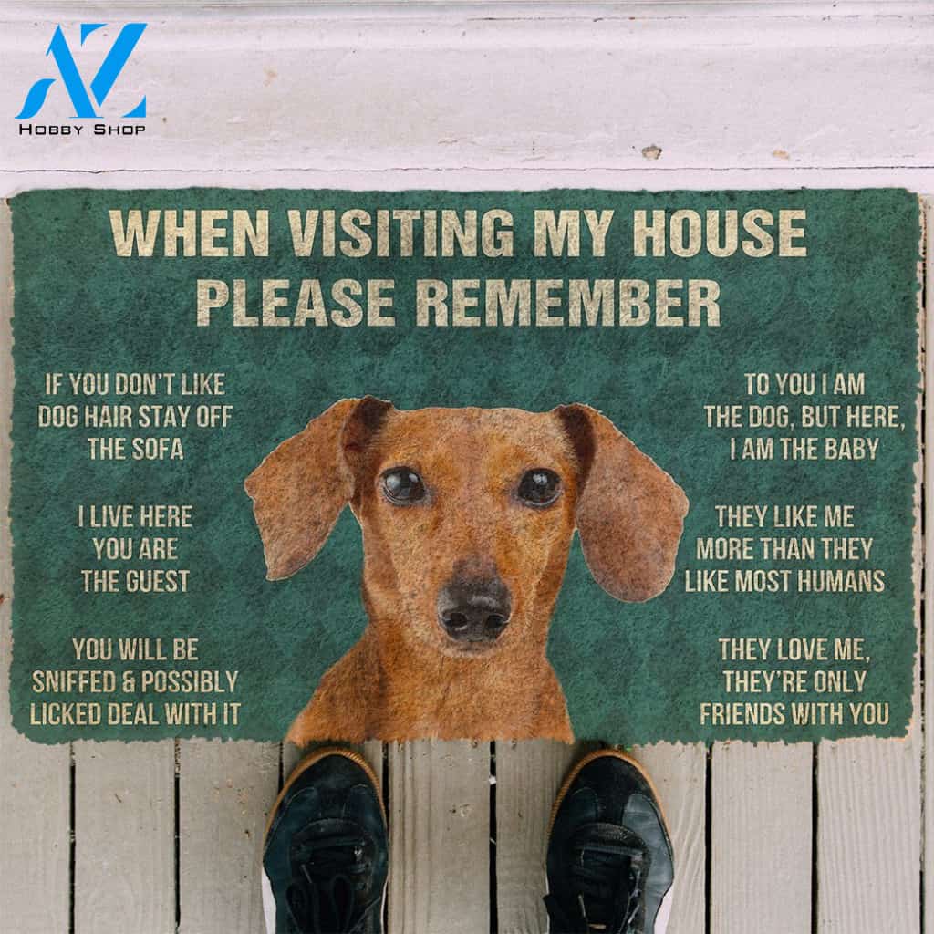 3D Please Remember Dachshund House Rules Custom Doormat | Welcome Mat | House Warming Gift