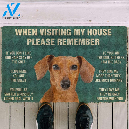 3D Please Remember Dachshund House Rules Custom Doormat | Welcome Mat | House Warming Gift