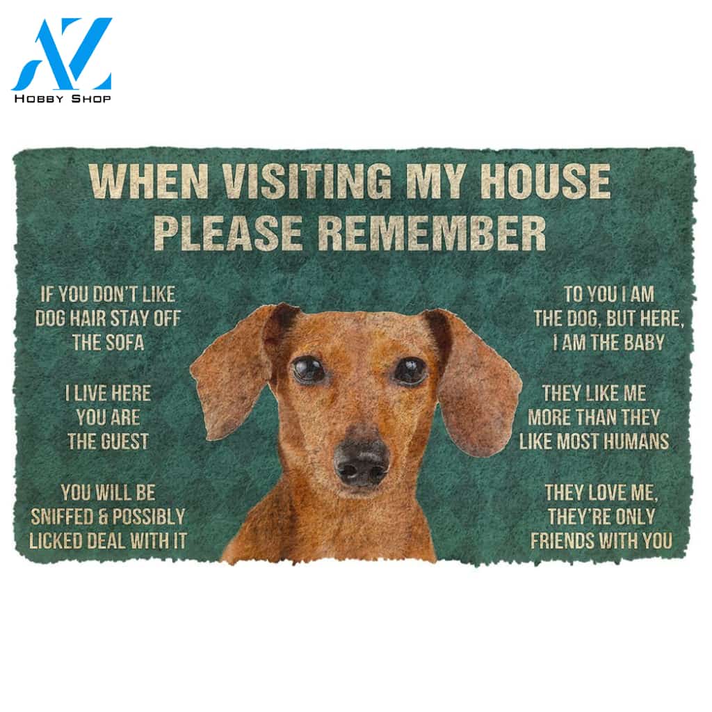 3D Please Remember Dachshund House Rules Custom Doormat | Welcome Mat | House Warming Gift