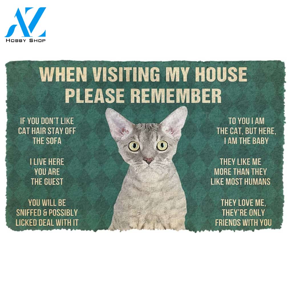 3D Please Remember Devon Rex Cats House Rules Custom Doormat | Welcome Mat | House Warming Gift