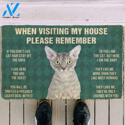 3D Please Remember Devon Rex Cats House Rules Custom Doormat | Welcome Mat | House Warming Gift