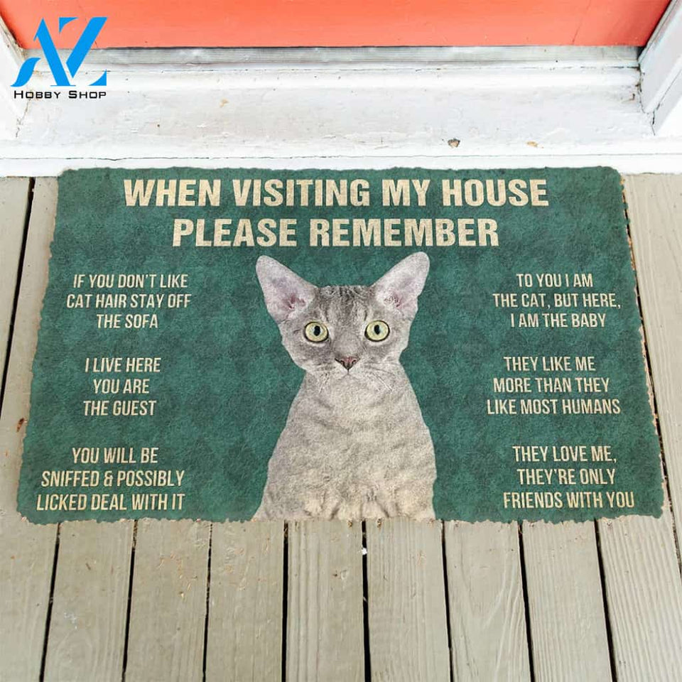 3D Please Remember Devon Rex Cats House Rules Custom Doormat | Welcome Mat | House Warming Gift