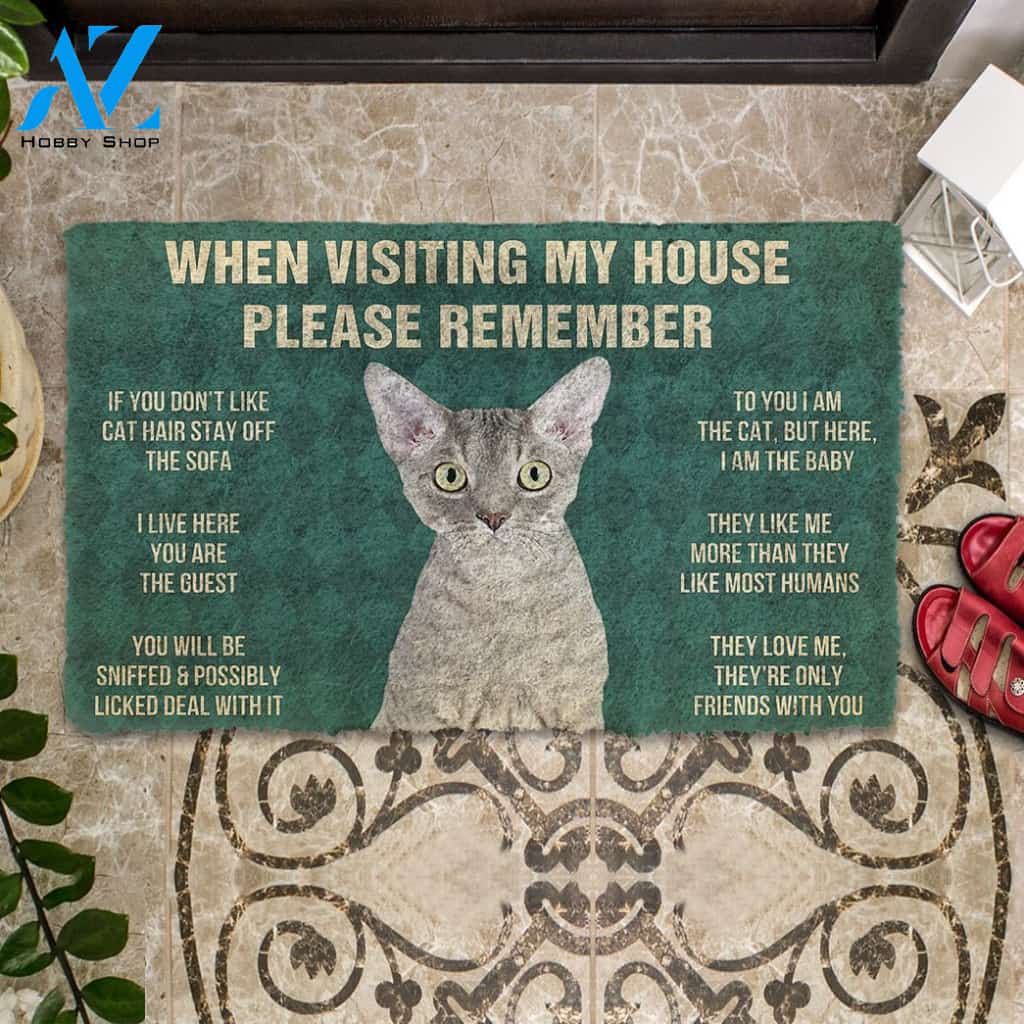 3D Please Remember Devon Rex Cats House Rules Custom Doormat | Welcome Mat | House Warming Gift