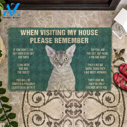 3D Please Remember Devon Rex Cats House Rules Custom Doormat | Welcome Mat | House Warming Gift
