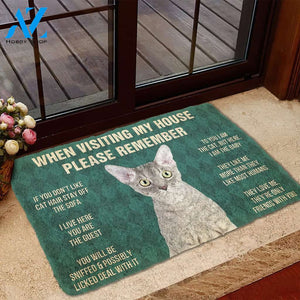 3D Please Remember Devon Rex Cats House Rules Custom Doormat | Welcome Mat | House Warming Gift