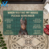 3D Please Remember Doberman Dog House Rule Custom Doormat | Welcome Mat | House Warming Gift