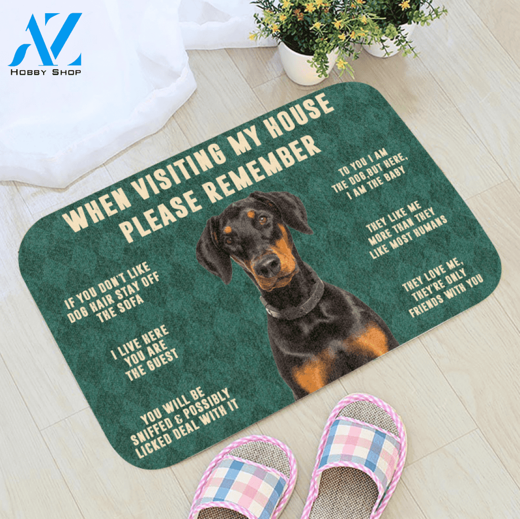 3D Please Remember Doberman Dog's House Rules Doormat