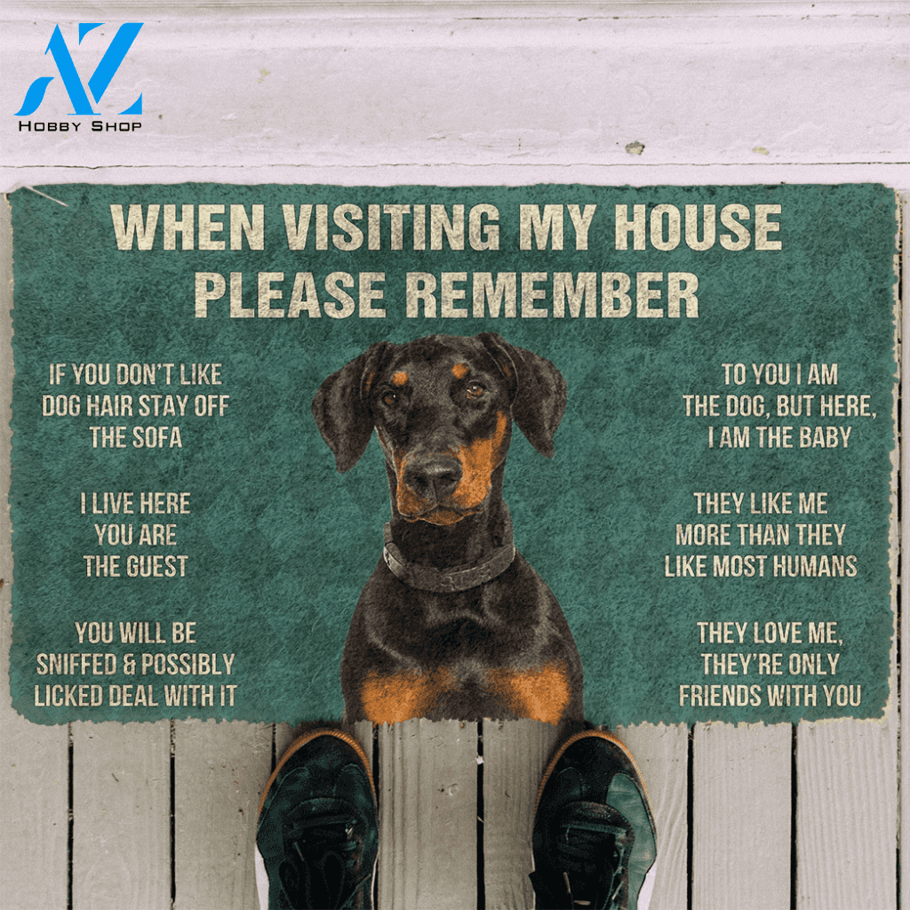 3D Please Remember Doberman Dog's House Rules Doormat