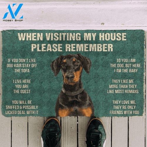 3D Please Remember Doberman Dog's House Rules Doormat