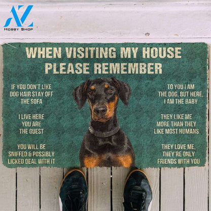 3D Please Remember Doberman Dog's House Rules Doormat | Welcome Mat | House Warming Gift