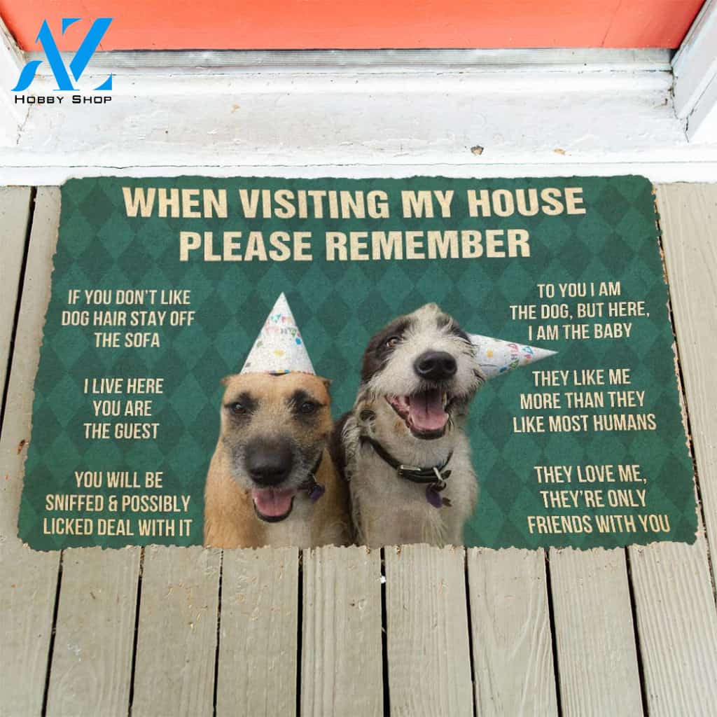 3D Please Remember Dogs House Rules Custom Doormat | Welcome Mat | House Warming Gift