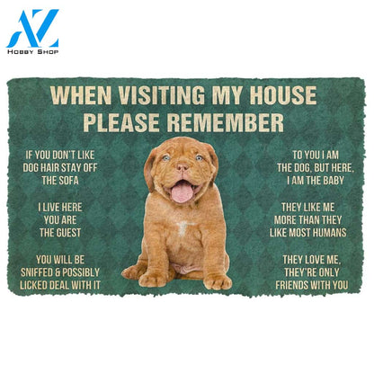 3D Please Remember Dogue de Bordeaux Puppy Dogs House Rules Custom Doormat | Welcome Mat | House Warming Gift