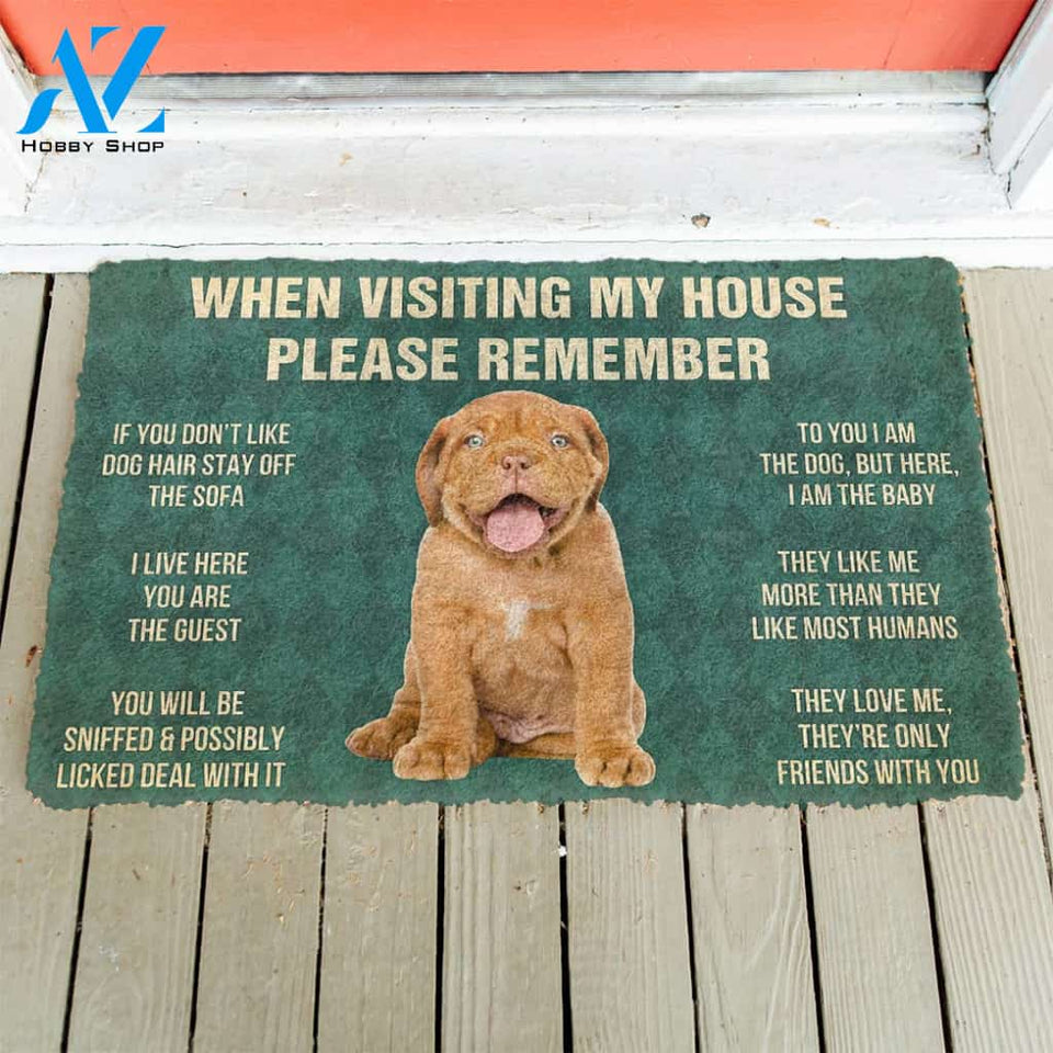 3D Please Remember Dogue de Bordeaux Puppy Dogs House Rules Custom Doormat | Welcome Mat | House Warming Gift