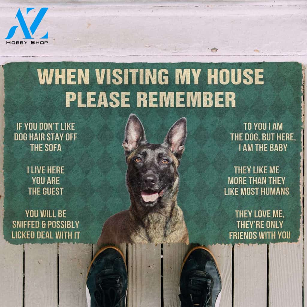 3D Please Remember Dutch Shepherd Dogs House Rules Custom Doormat | Welcome Mat | House Warming Gift