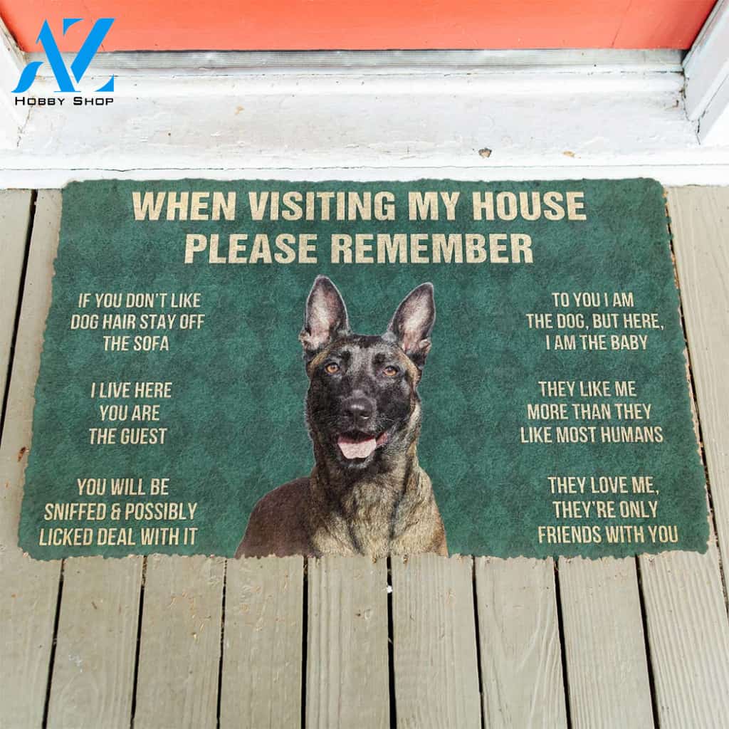 3D Please Remember Dutch Shepherd Dogs House Rules Custom Doormat | Welcome Mat | House Warming Gift