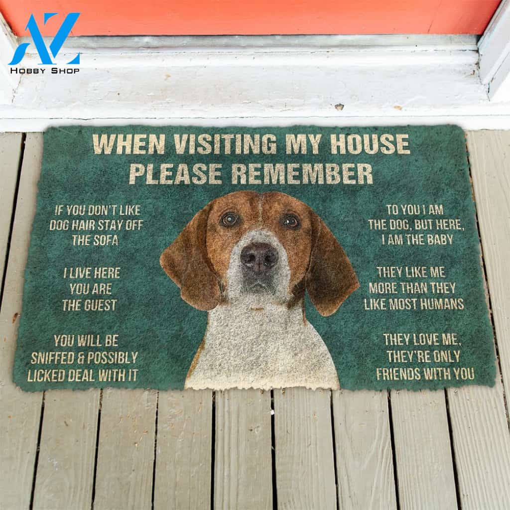3D Please Remember English Foxhound Dogs House Rules Doormat | Welcome Mat | House Warming Gift