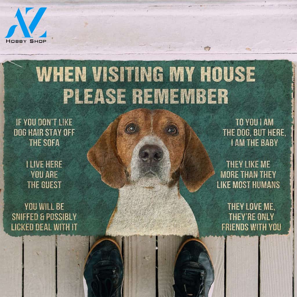 3D Please Remember English Foxhound Dogs House Rules Doormat | Welcome Mat | House Warming Gift