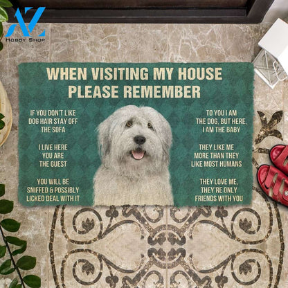 3D Please Remember English Sheepdog House Rules Custom Doormat | Welcome Mat | House Warming Gift