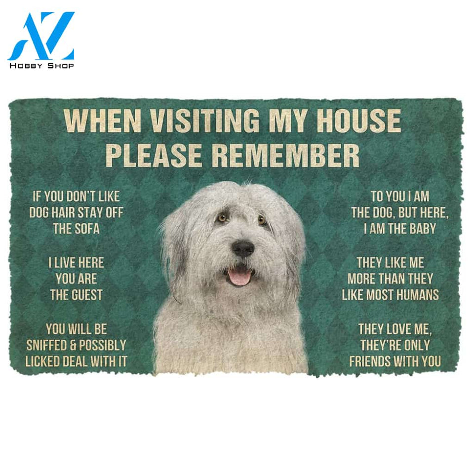 3D Please Remember English Sheepdog House Rules Custom Doormat | Welcome Mat | House Warming Gift