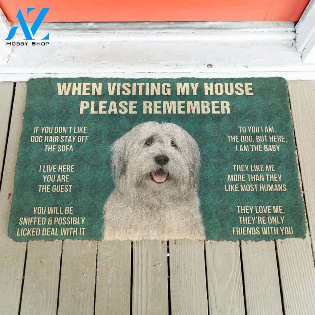 3D Please Remember English Sheepdog House Rules Custom Doormat | Welcome Mat | House Warming Gift