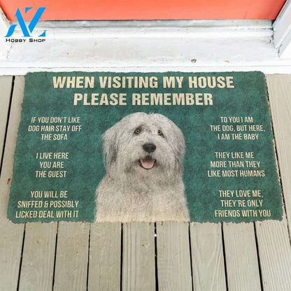 3D Please Remember English Sheepdog House Rules Custom Doormat | Welcome Mat | House Warming Gift