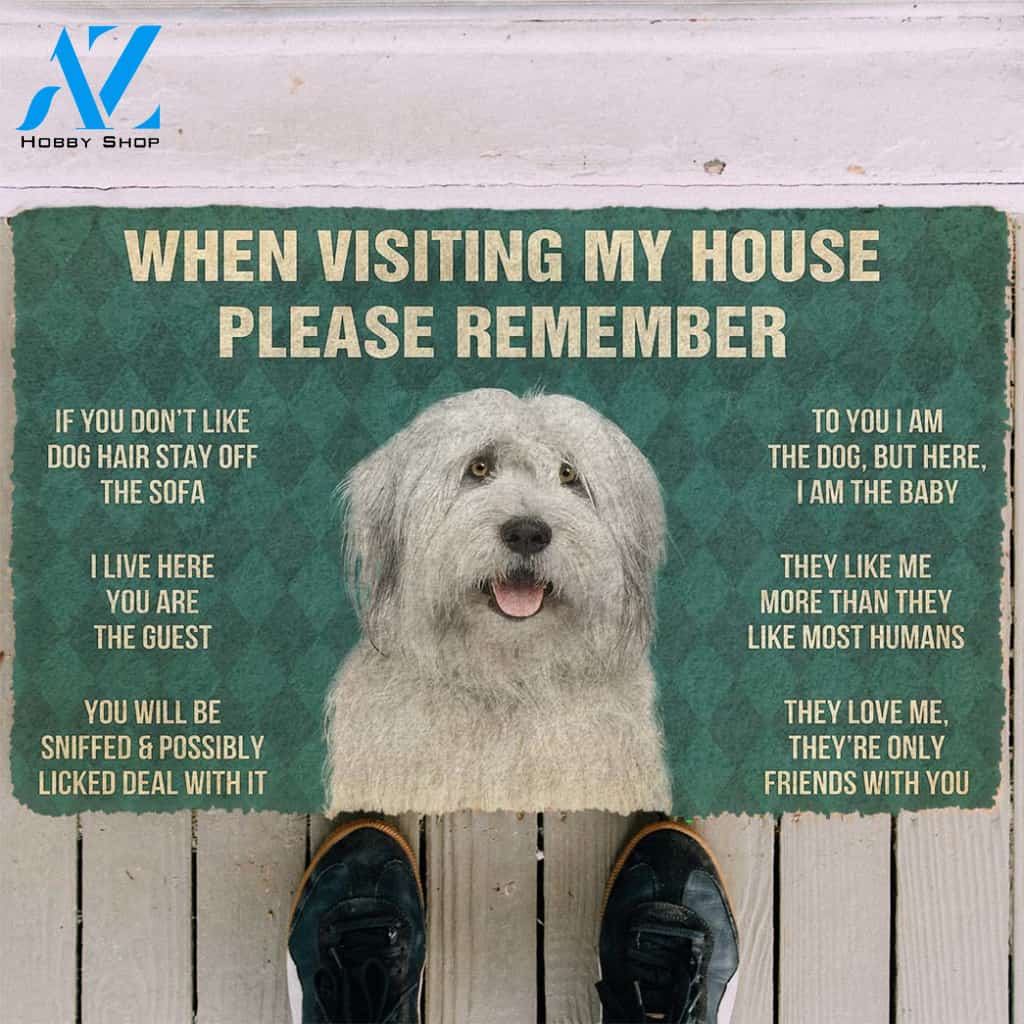 3D Please Remember English Sheepdog House Rules Custom Doormat | Welcome Mat | House Warming Gift