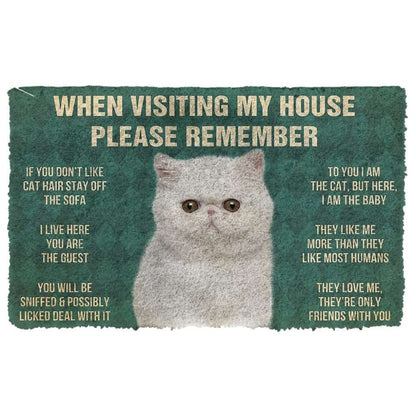 3D Please Remember Exotic Shorthair Cats House Rules Doormat