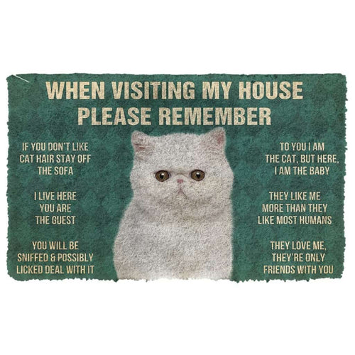 3D Please Remember Exotic Shorthair Cats House Rules Doormat