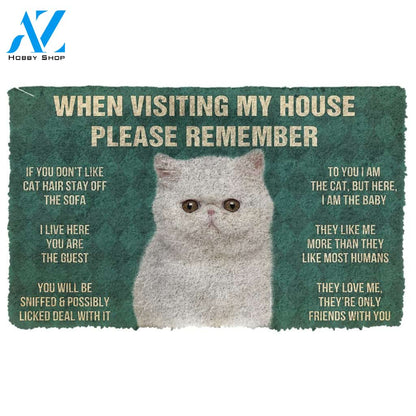 3D Please Remember Exotic Shorthair Cats House Rules Doormat | Welcome Mat | House Warming Gift