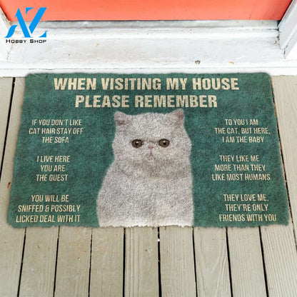3D Please Remember Exotic Shorthair Cats House Rules Doormat | Welcome Mat | House Warming Gift