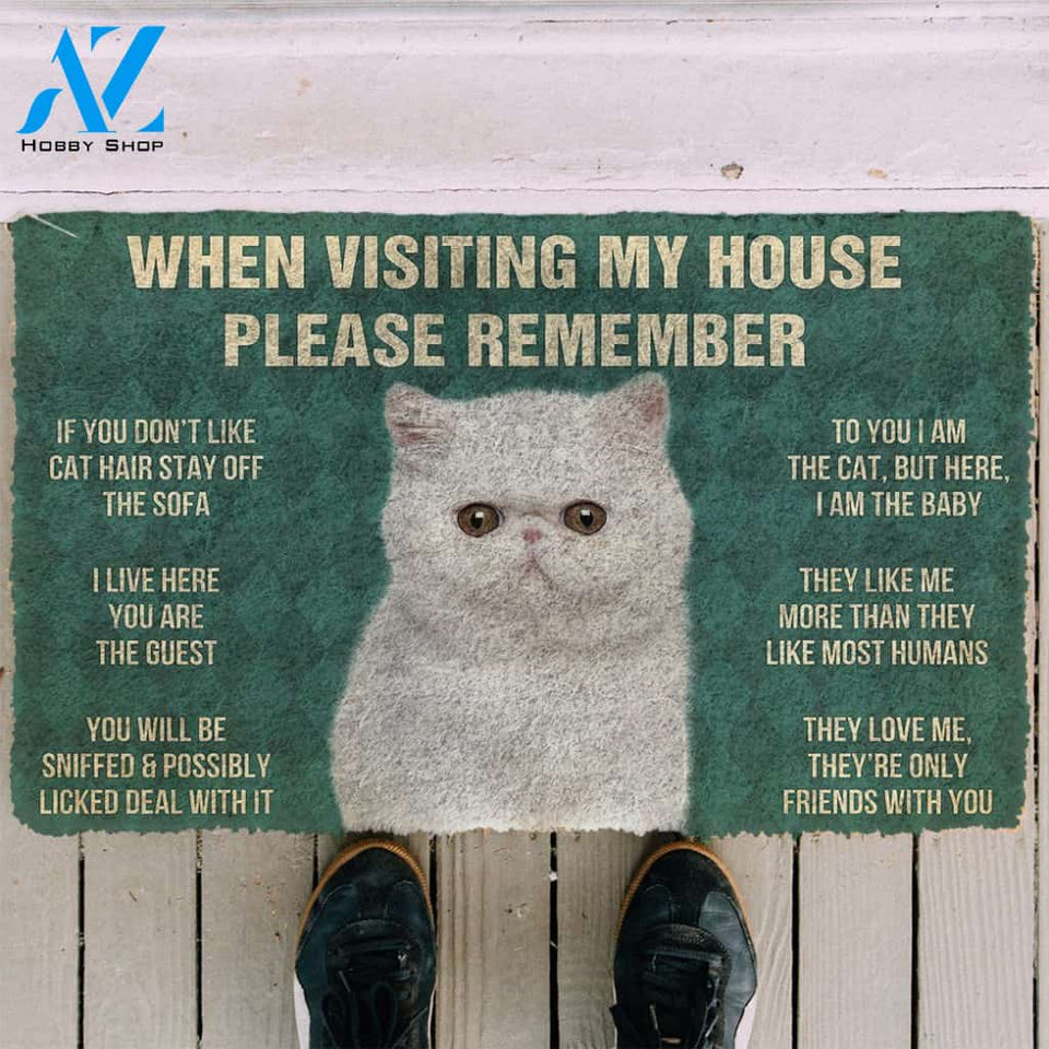 3D Please Remember Exotic Shorthair Cats House Rules Doormat | Welcome Mat | House Warming Gift