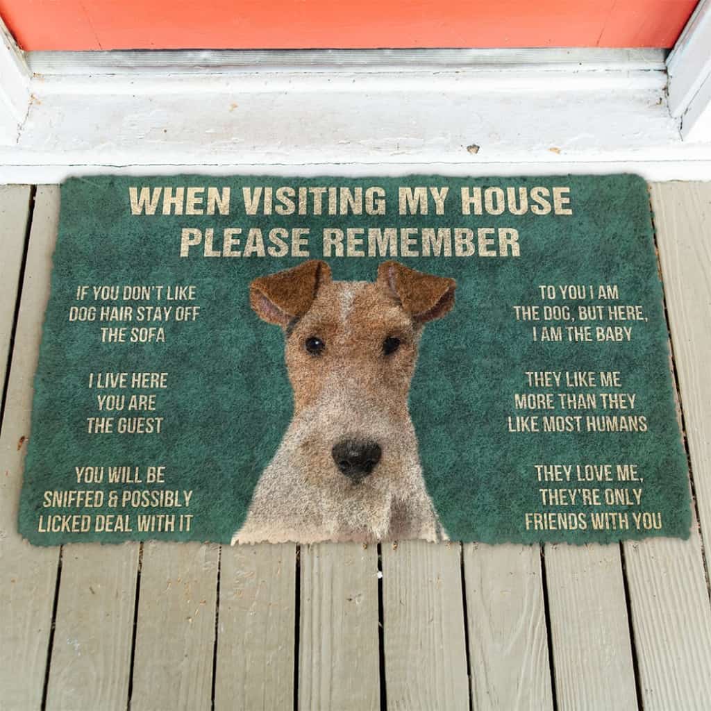 3D Please Remember Fox Terrier Dogs House Rules Doormat