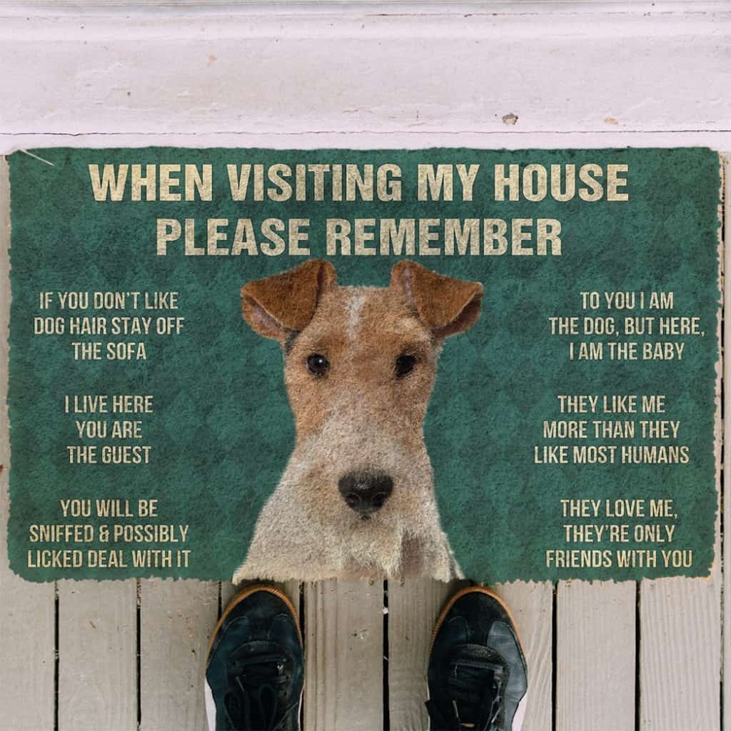 3D Please Remember Fox Terrier Dogs House Rules Doormat
