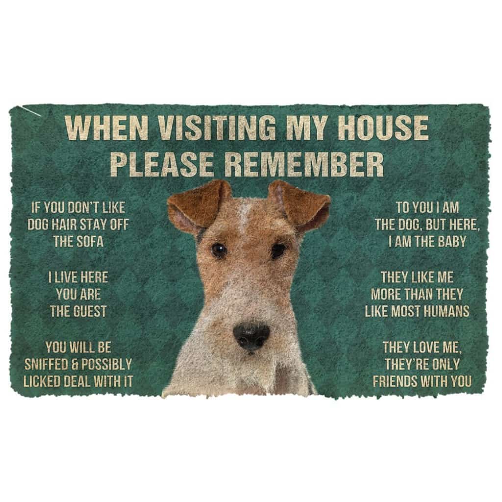 3D Please Remember Fox Terrier Dogs House Rules Doormat