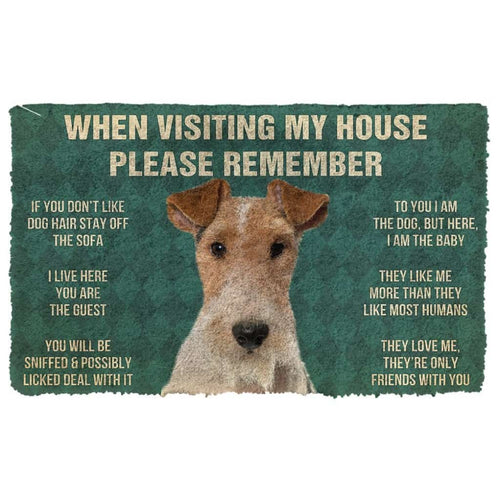 3D Please Remember Fox Terrier Dogs House Rules Doormat