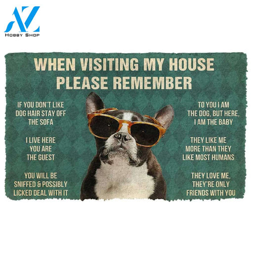 3D Please Remember French Bulldog With Glasses Dogs House Rules Custom Doormat | Welcome Mat | House Warming Gift