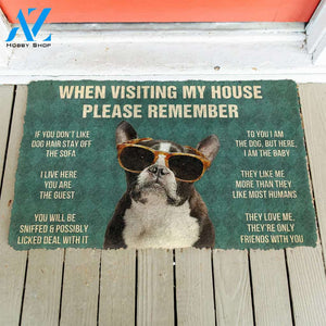 3D Please Remember French Bulldog With Glasses Dogs House Rules Custom Doormat | Welcome Mat | House Warming Gift