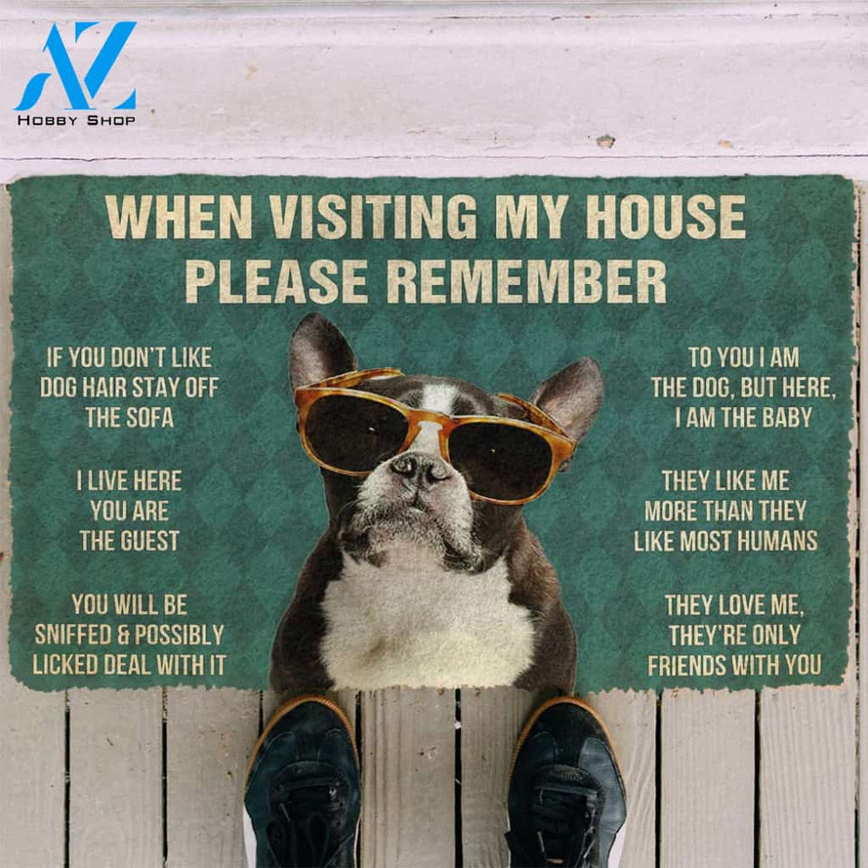 3D Please Remember French Bulldog With Glasses Dogs House Rules Custom Doormat | Welcome Mat | House Warming Gift