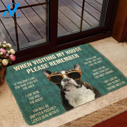 3D Please Remember French Bulldog With Glasses Dogs House Rules Custom Doormat | Welcome Mat | House Warming Gift