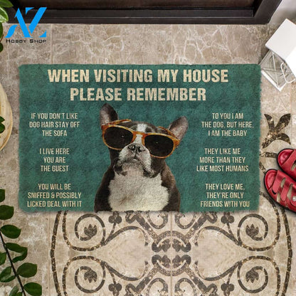 3D Please Remember French Bulldog With Glasses Dogs House Rules Custom Doormat | Welcome Mat | House Warming Gift