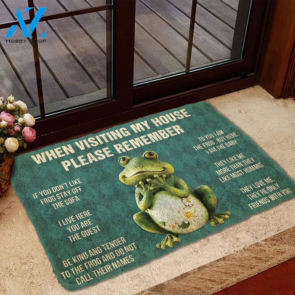 3D Please Remember Frog House Rules Custom Doormat | Welcome Mat | House Warming Gift