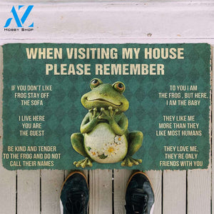 3D Please Remember Frog House Rules Custom Doormat | Welcome Mat | House Warming Gift