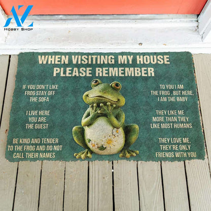 3D Please Remember Frog House Rules Custom Doormat | Welcome Mat | House Warming Gift
