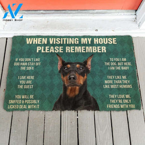 3D Please Remember German Pinscher Dogs House Rules Doormat | Welcome Mat | House Warming Gift