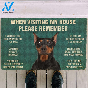 3D Please Remember German Pinscher Dogs House Rules Doormat | Welcome Mat | House Warming Gift