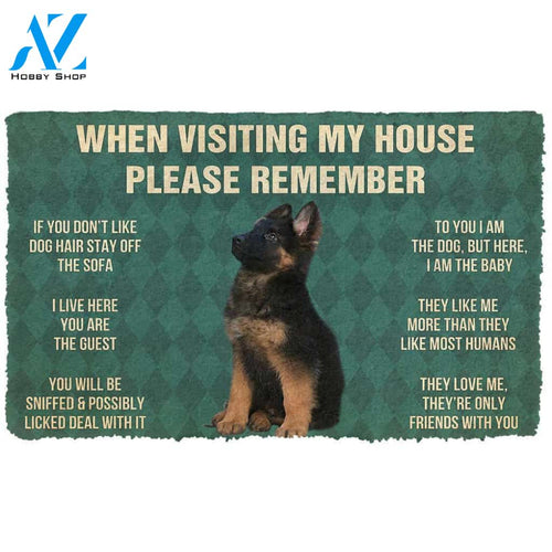 3D Please Remember German Shepherd Puppy Dogs House Rules Custom Doormat | Welcome Mat | House Warming Gift