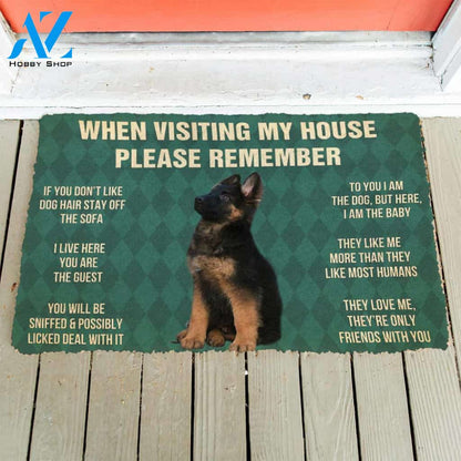 3D Please Remember German Shepherd Puppy Dogs House Rules Custom Doormat | Welcome Mat | House Warming Gift