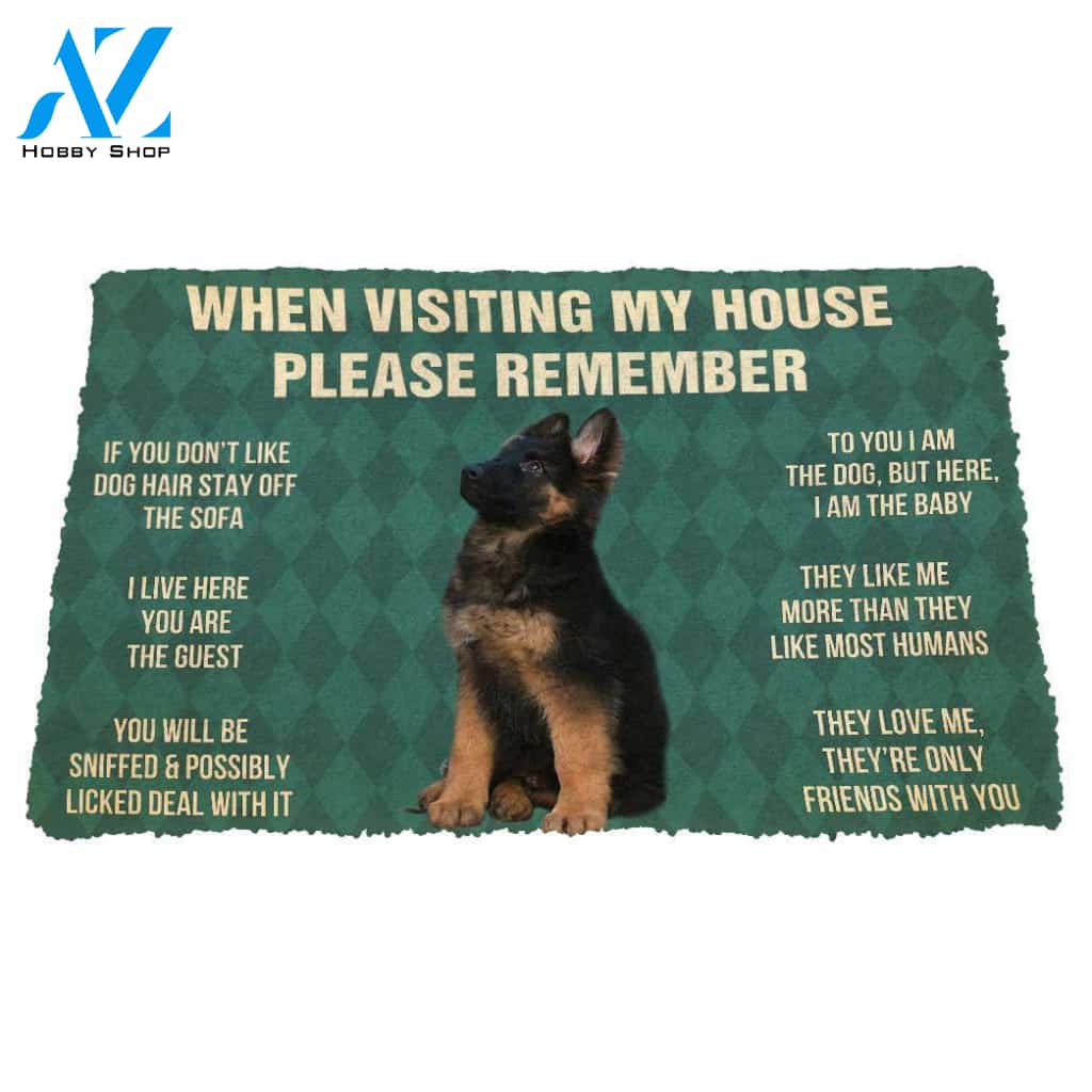 3D Please Remember German Shepherd Puppy Dogs House Rules Custom Doormat | Welcome Mat | House Warming Gift