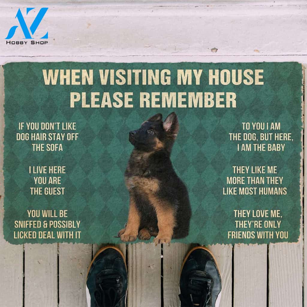 3D Please Remember German Shepherd Puppy Dogs House Rules Custom Doormat | Welcome Mat | House Warming Gift